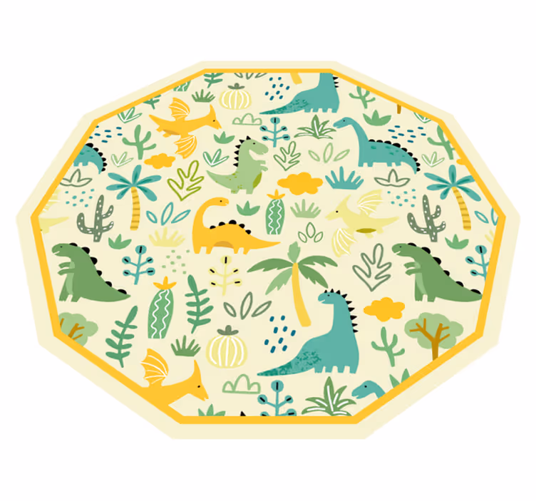 Tappeto vinile per bambini esagono di dinosauro - TenStickers