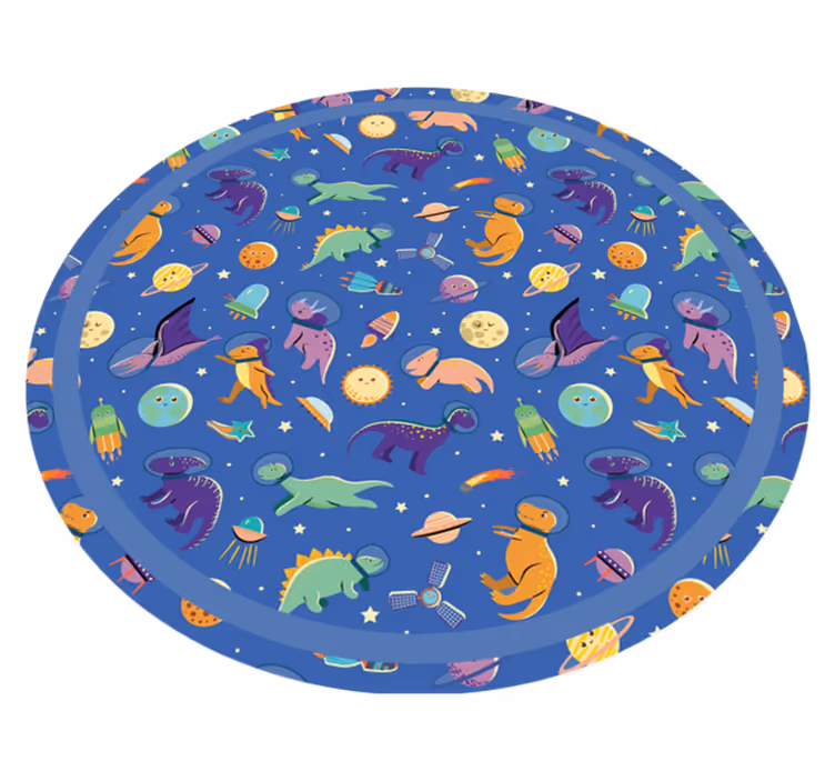 Tappeto vinile per bambini dinosauro spaziale rotondo - TenStickers