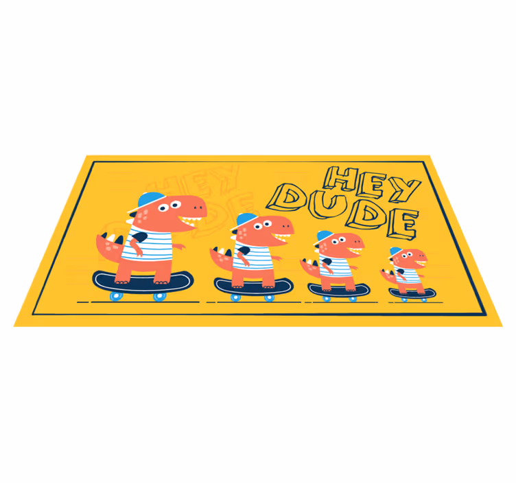 Tappeto vinile per bambini dinosauri sullo skateboard - TenStickers