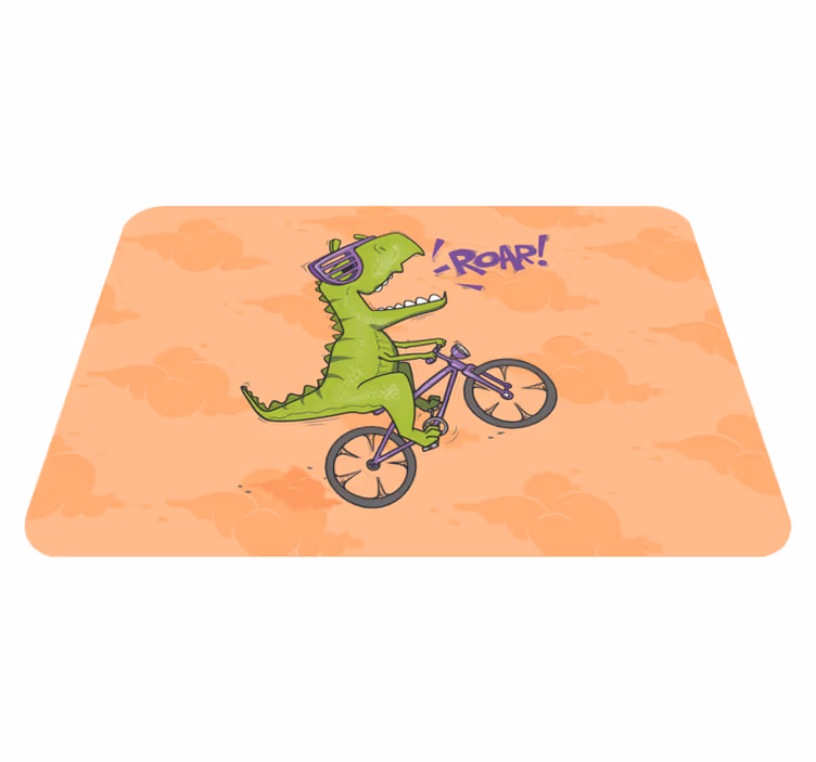 Tappeto vinile per bambini dinosauro in bicicletta - TenStickers