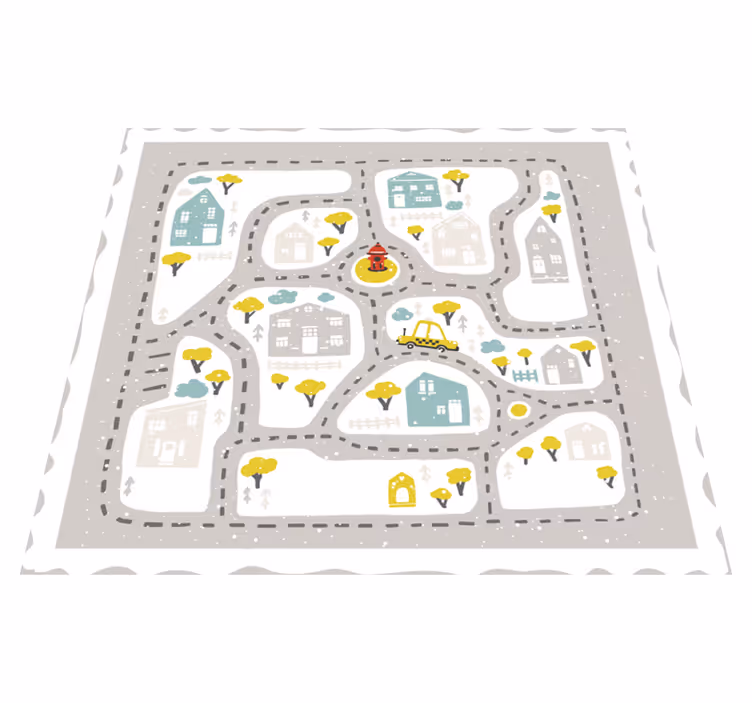 Tappeto vinile per bambini pista cittadina giocosa - TenStickers