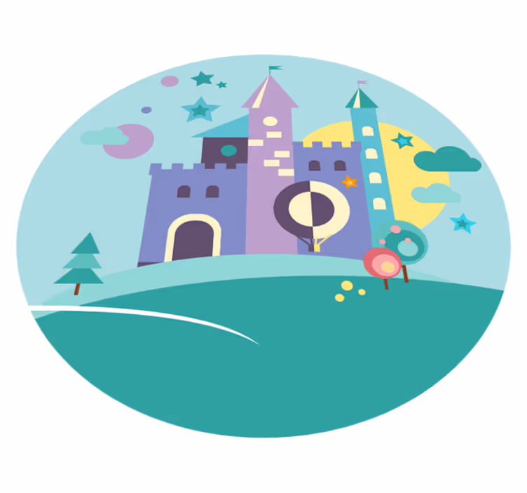Tappeto vinile per bambini gioco di castelli fantasy - TenStickers