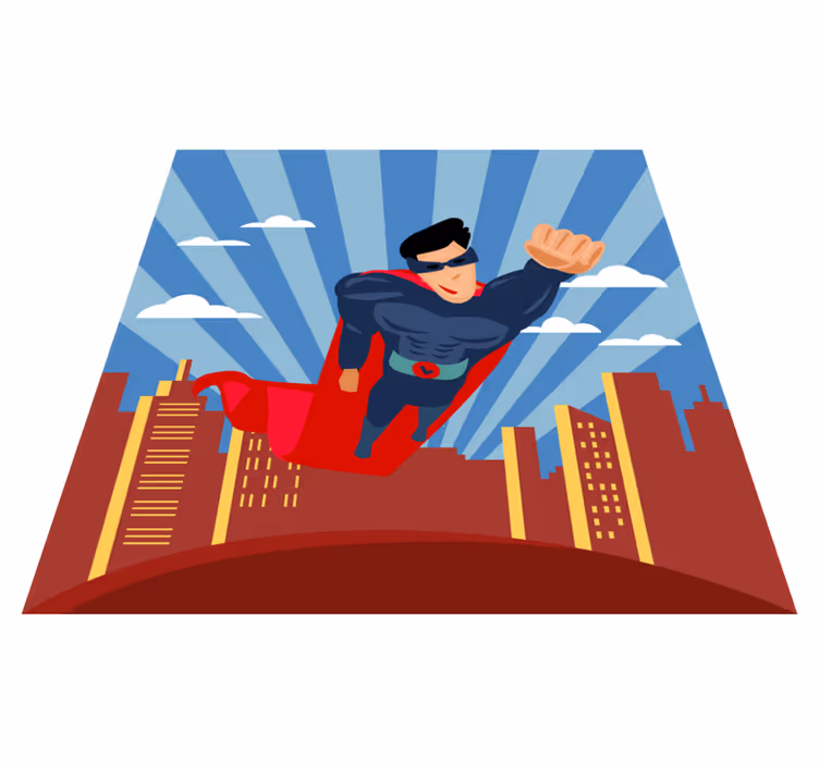 Tappeto vinile per bambini volo dei supereroi - TenStickers