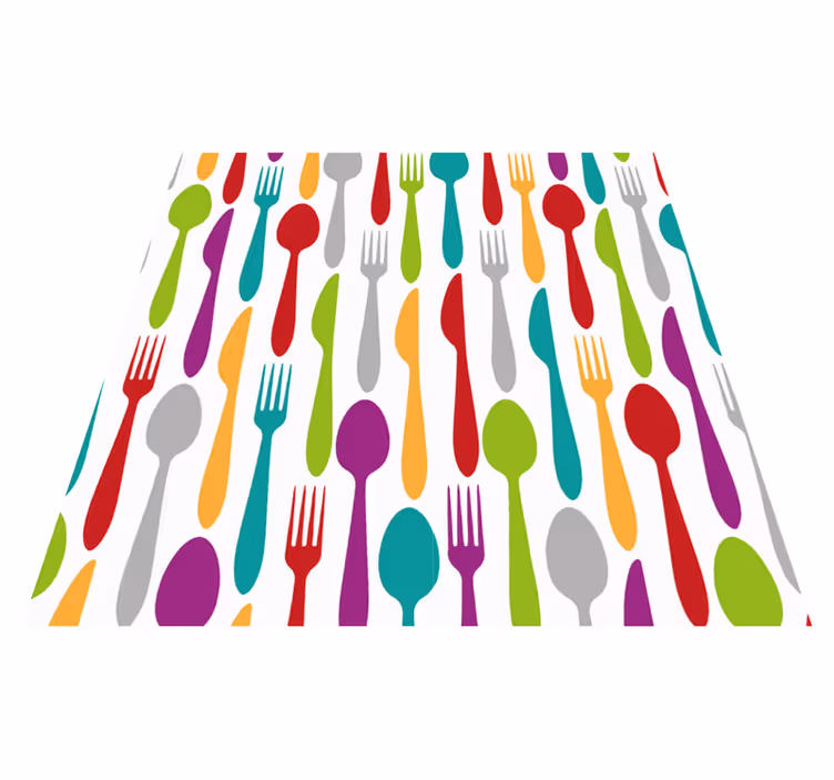 Tappeto pvc cucina modello di posate colorate - TenStickers