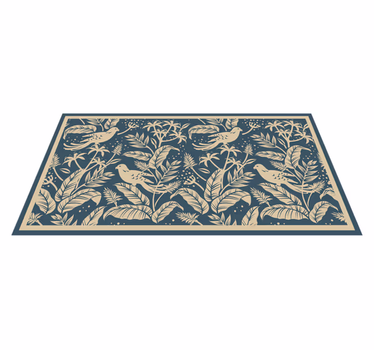 Tappeto vinile fiori illustrazione di uccelli botanici - TenStickers
