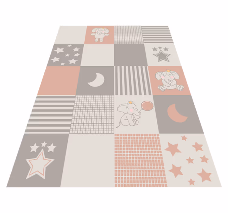 Tappeto vinile per bambini elefante patchwork gioco - TenStickers