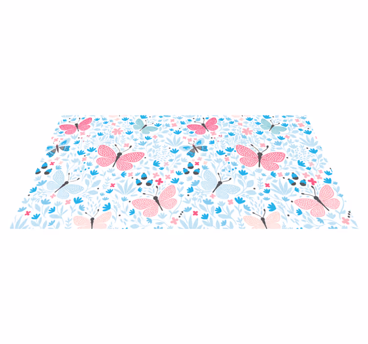 Tappeto vinile fiori farfalla floreale - TenStickers