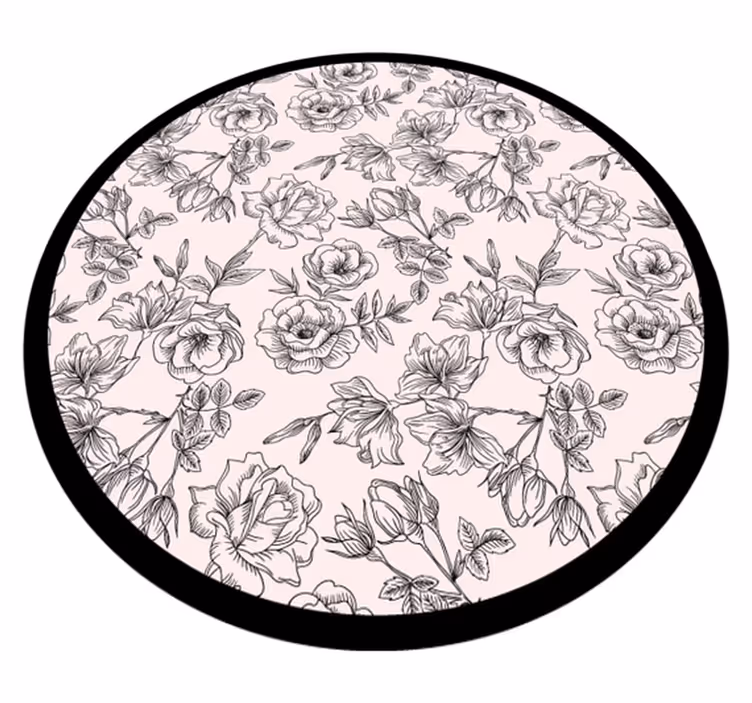 Tappeto vinile fiori cerchio con motivi floreali - TenStickers