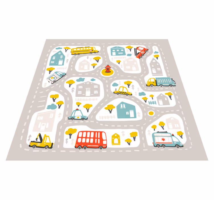 Tappeto vinile per bambini circuito di gioco urbano - TenStickers
