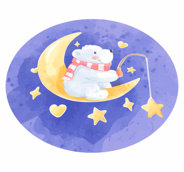 Tappeto vinile bebé cucciolo d'orso illuminato dalla luna - TenStickers