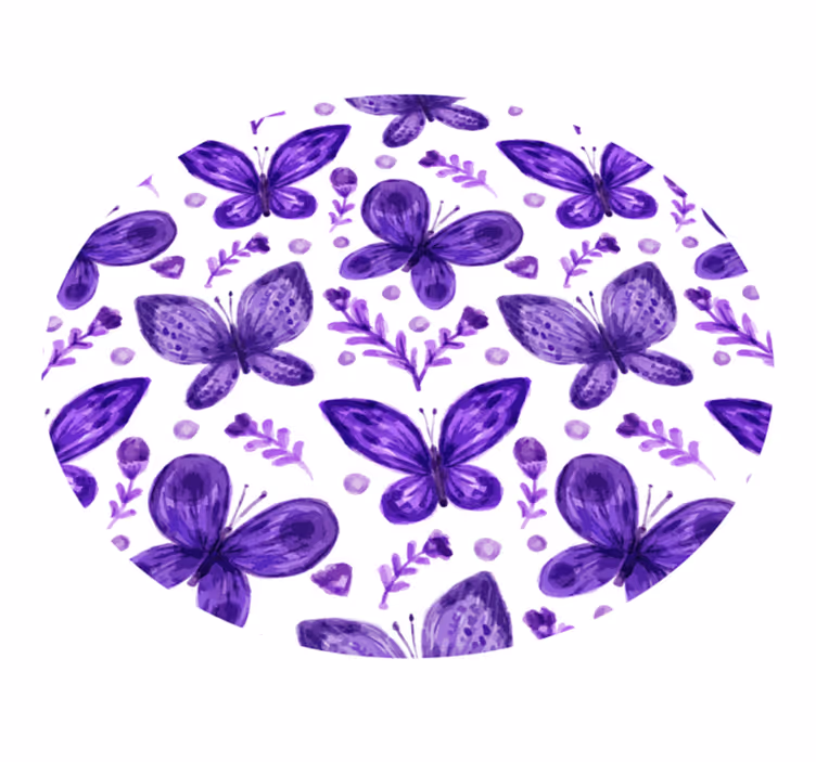 Tappeto vinile fiori motivo a cerchio a farfalla - TenStickers