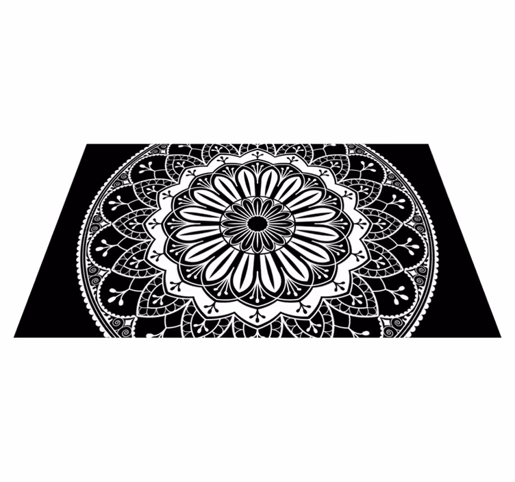 Tappeto vinile Mandala motivo botanico nero - TenStickers