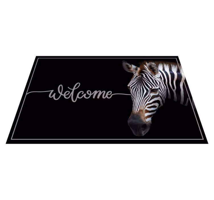 Tappeto vinile frase grafica di benvenuto zebrata - TenStickers