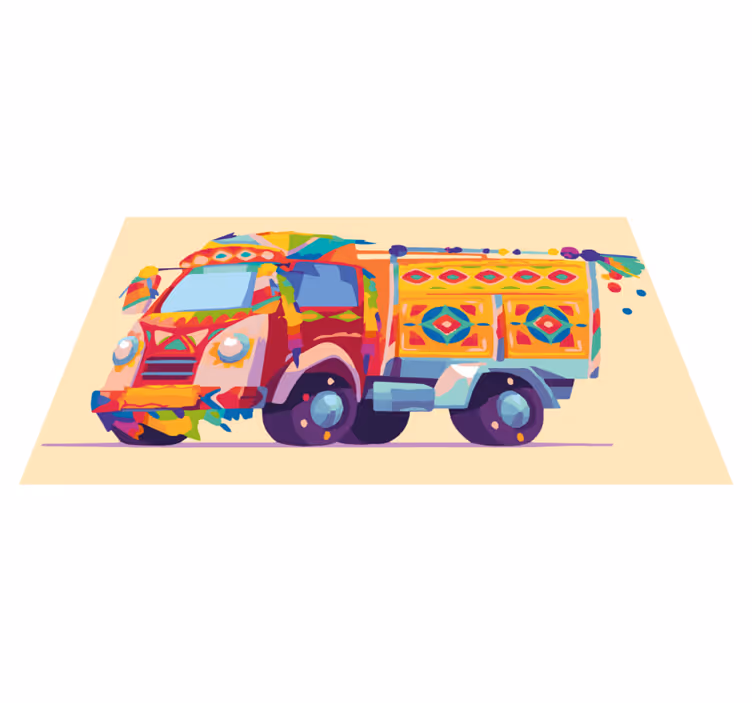 Tappeto vinile per bambini illustrazione colorata del camion - TenStickers