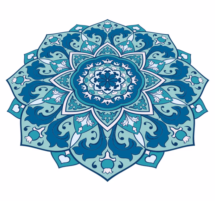 Tappeto vinile Mandala modello elegante blu - TenStickers