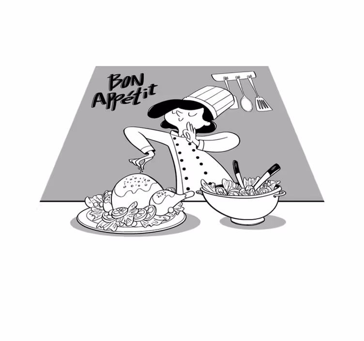 Tappeto pvc cucina illustrazione del cuoco unico del fumetto - TenStickers