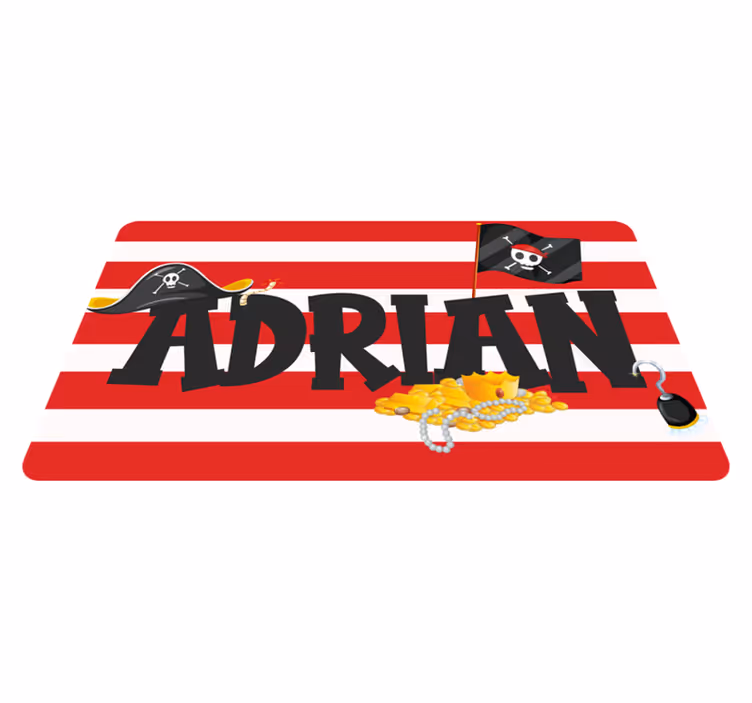 Tappeto vinile con nome tema del tesoro dei pirati - TenStickers