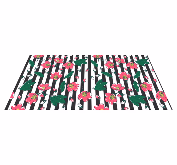 Tappeto vinile fiori motivo floreale a righe - TenStickers