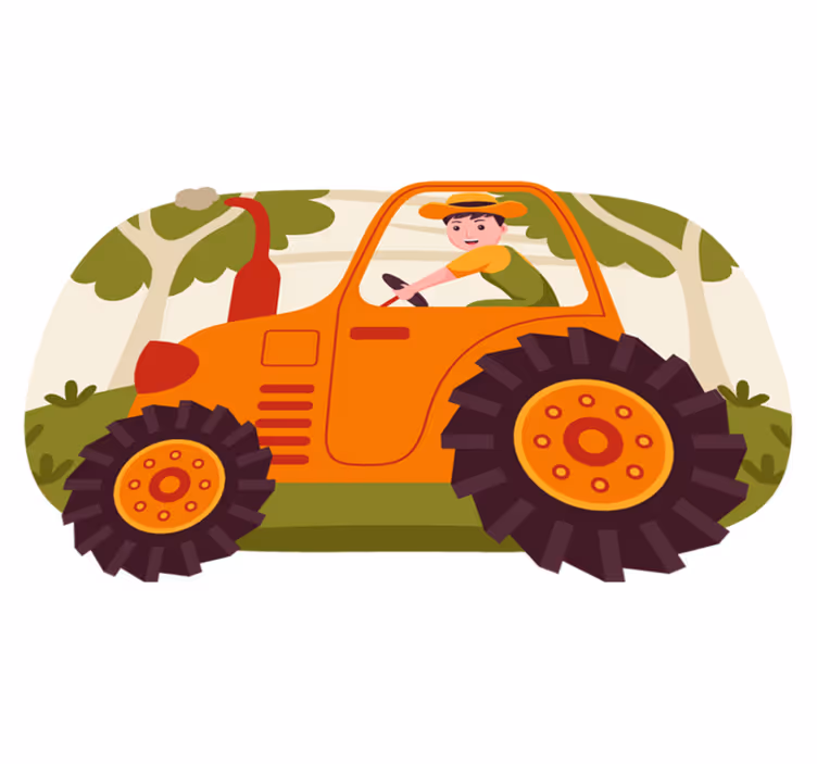 Tappeto vinile per bambini immagini giocose del trattore - TenStickers