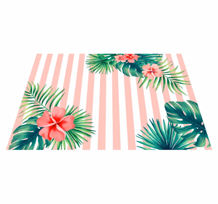 Tappeto vinile fiori striscia di flora tropicale - TenStickers