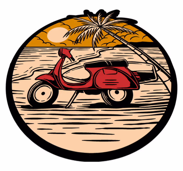 Tappeto vinile per bambini scena di scooter tropicale - TenStickers