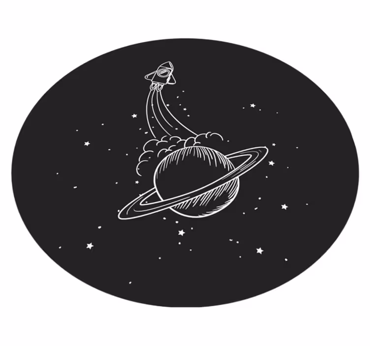 Tappetto vinile stelle razzo in orbita - TenStickers