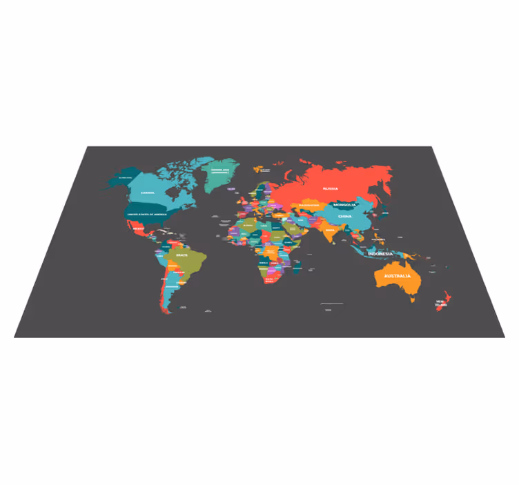 Tappeto vinile mappamondo mappa colorata - TenStickers
