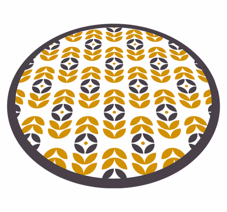 Tappeto vinile rotondo elegante motivo a foglia - TenStickers