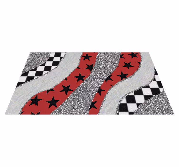 Tappeti vinile motivi onde rosse stellate - TenStickers