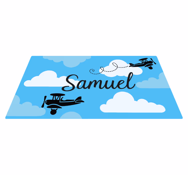 Tappeto vinile per bambini aerei del cielo con nome - TenStickers