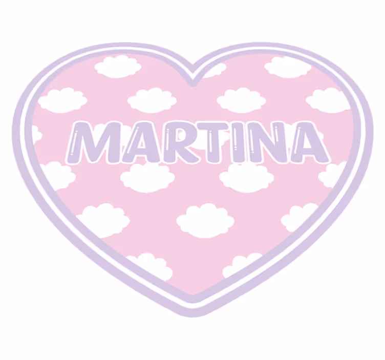 Tappeto vinile con nome a forma di cuore con nuvole - TenStickers