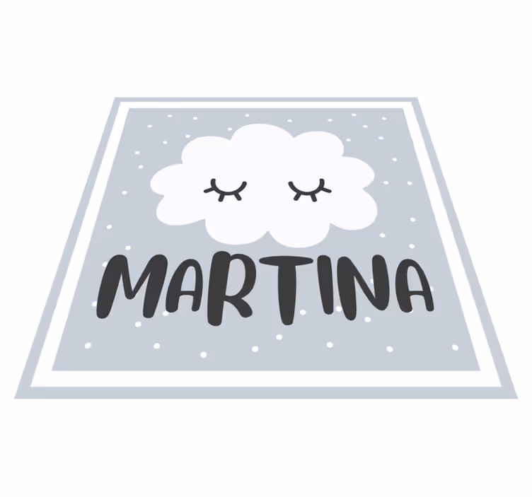 Tappeto vinile bebé nuvola grigia con nome - TenStickers