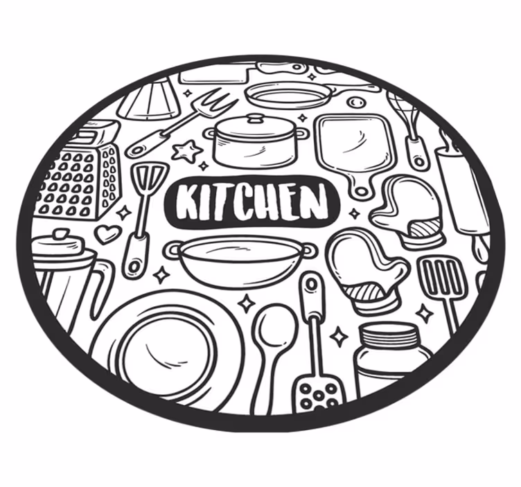 Tappeto vinile rotondo grafica essenziale - TenStickers