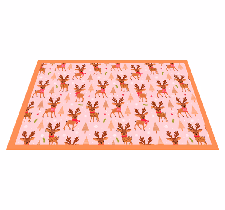 Tappeto Vinile Natale tema rosa renna - TenStickers