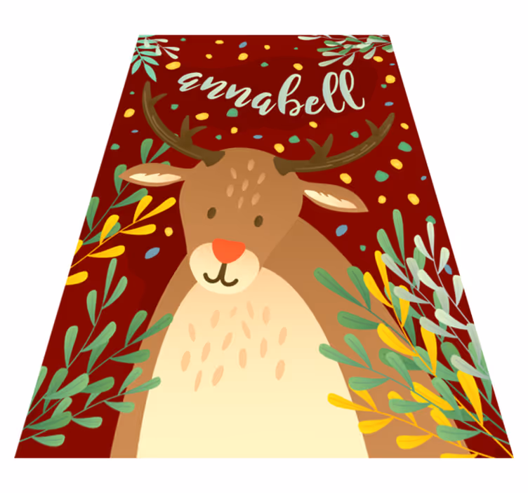 Tappeto Vinile Natale renna con nome - TenStickers