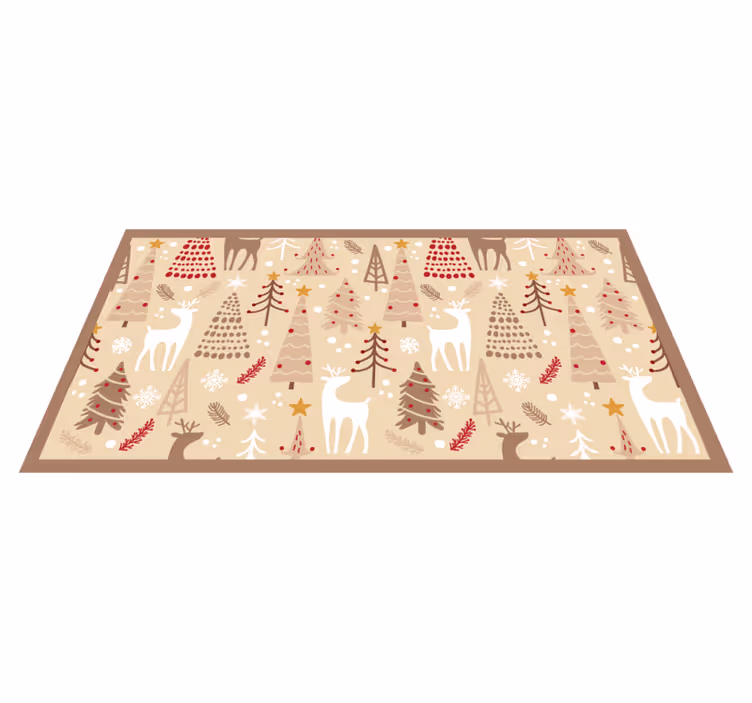 Tappeto vinile nordico scena festosa nel bosco - TenStickers