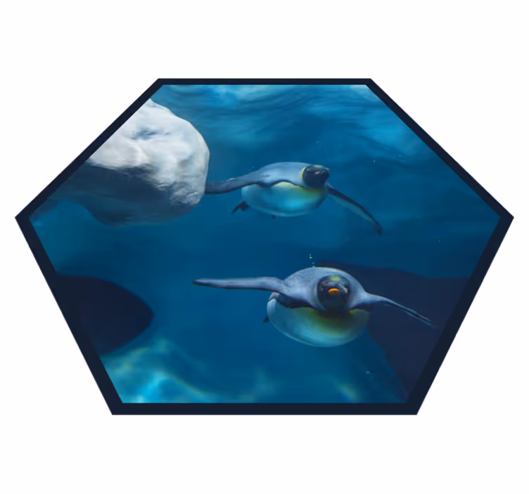 Tappeto vinile animali scena di nuoto del pinguino - TenStickers