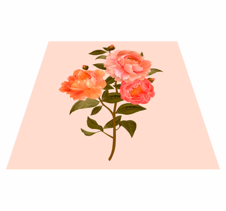 Tappeto vinile fiori composizione di peonie - TenStickers