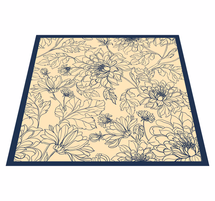 Tappeto in vinile soggiorno elegante contorno floreale - TenStickers