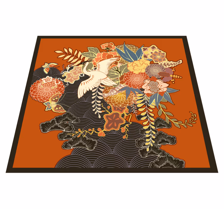 Tappeto vinile fiori elaborato elemento botanico - TenStickers
