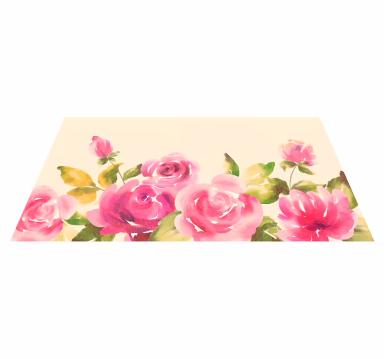 Tappeto vinile fiori disegno floreale rosa - TenStickers