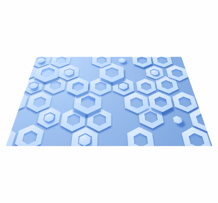 Tappeto vinile geometrico motivo esagonale blu - TenStickers