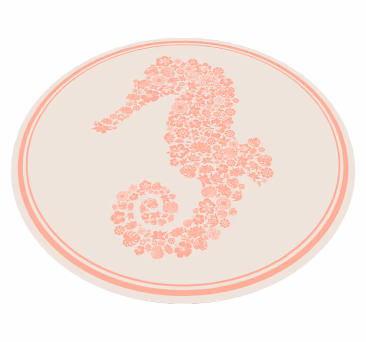 Tappeto vinile fiori disegno floreale di cavalluccio marino - TenStickers