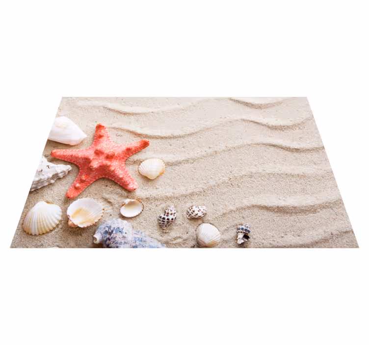 Tappeto vinile bagno scena ispirata alla spiaggia - TenStickers