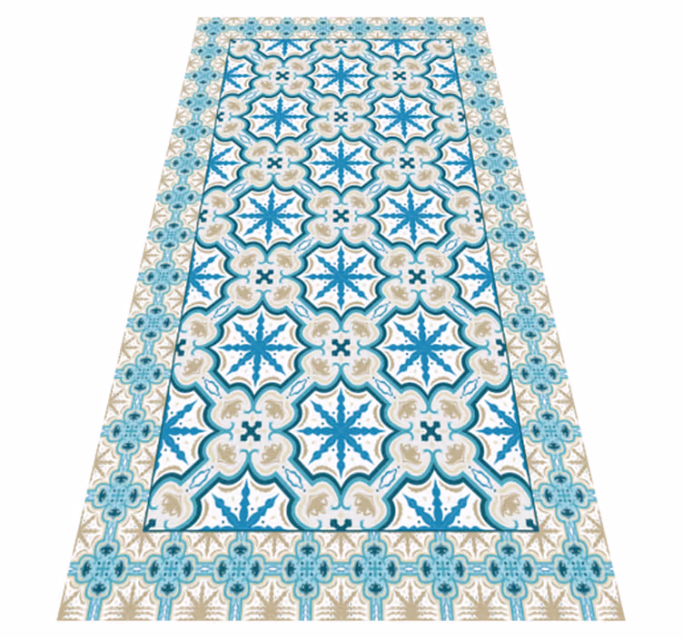 Tappeto vinile piastrelle stampa botanica azzurra - TenStickers