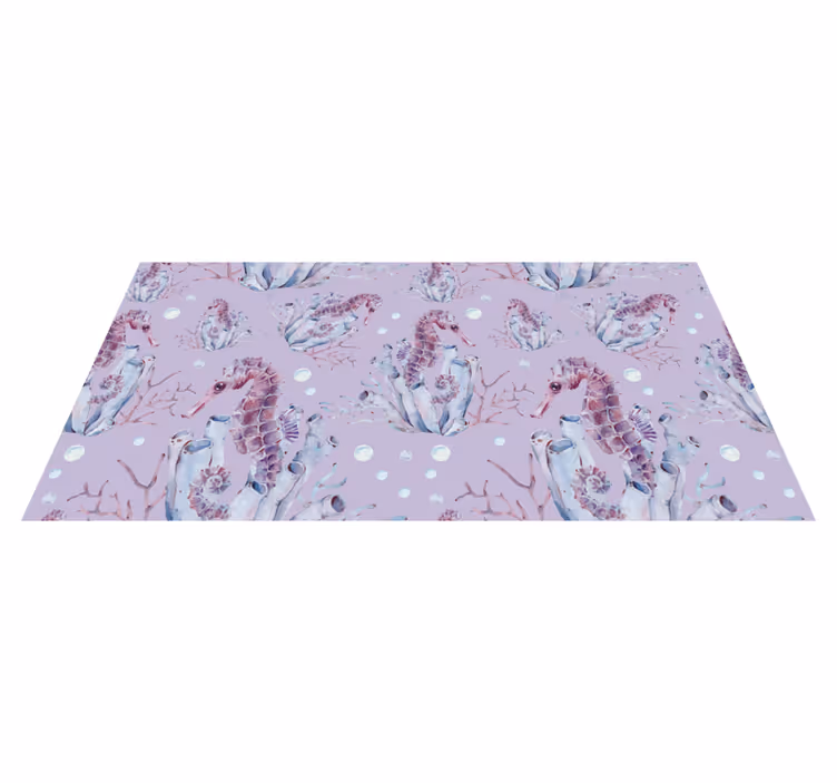 Tappeto vinile bagno design corallo cavalluccio marino - TenStickers