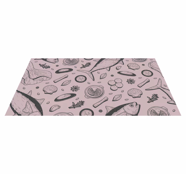 Tappeto pvc cucina motivo ispirato ai frutti di mare - TenStickers