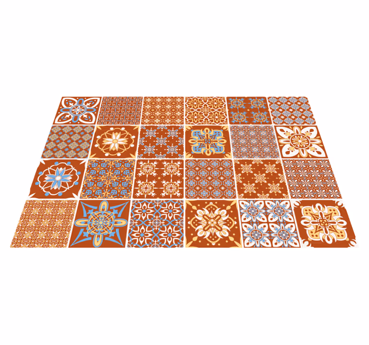 Tappeto vinile piastrelle mosaico arancione - TenStickers