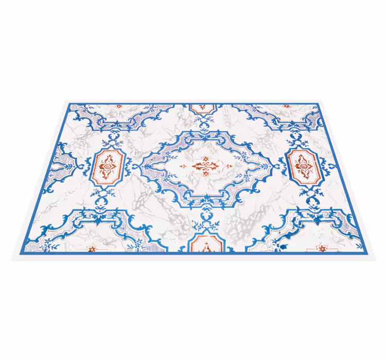 Tappeto vinile effetto marmo eleganti motivi blu - TenStickers
