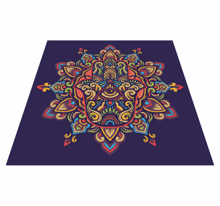 Tappeto vinile Mandala disegno di sfondo blu - TenStickers